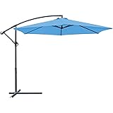 Amazon Com Kitadin Offset Umbrella 10ft Cantilever Patio Hanging Umbrella Outdoor Market Umbrellas With Crank Lift Cross Base 10 Ft Navy Garden Outdoor