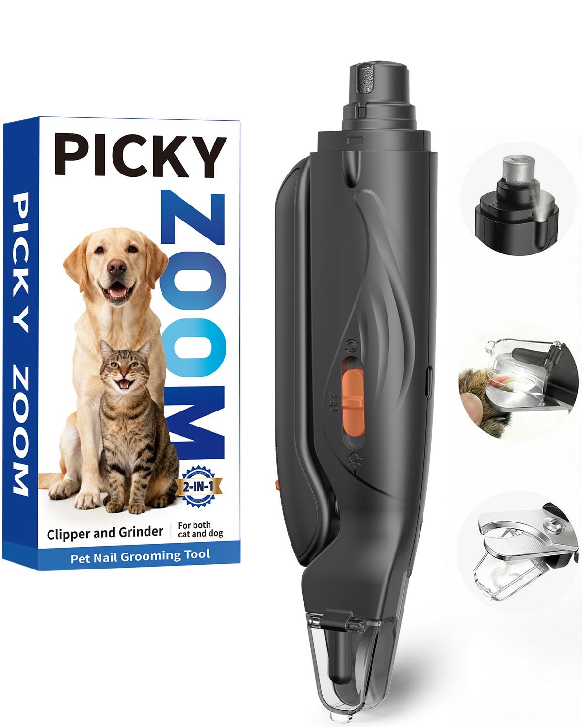 Photo 1 of 2-in-1 Dog & Cat Nail Clippers and Grinder with Light – Safety Guard to Avoid Overcutting, Sharp Blade, Painless Quiet Pet Nail Claw Trimmers, Professional Grooming Tool for Large Small Pets