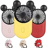 DECVO Cute Personal Mini Fan, Handheld & Portable USB Rechargeable Fan with Beautiful LED Light, 3 Adjustable Speeds, Portabl