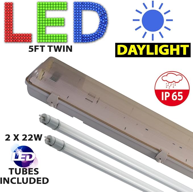 5FT Twin LED 2 X 22W Non Corrosive Weatherproof Fluorescent Light