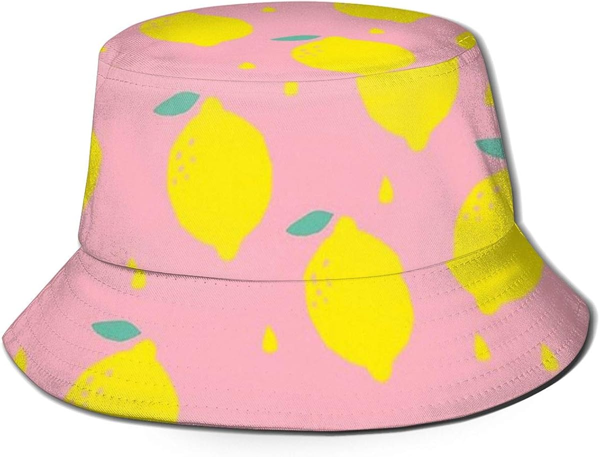 Sweet Lemon Pattern Unisex Summer Sun Bucket Hat Beach Cap at Amazon Women’s Clothing store