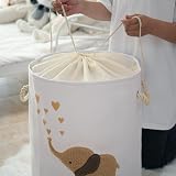 INough Baby Laundry Basket Canvas 58L Collapsible Drawstring Elephant view 7