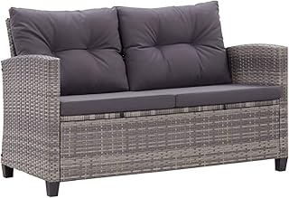 vidaXL Gartensofa 2-Sitzer mit Kissen Lounge Sofa Gartenmöbel Gartenbank Bank Rattansofa Balkon Terrasse Garten Grau 124cm Poly Rattan