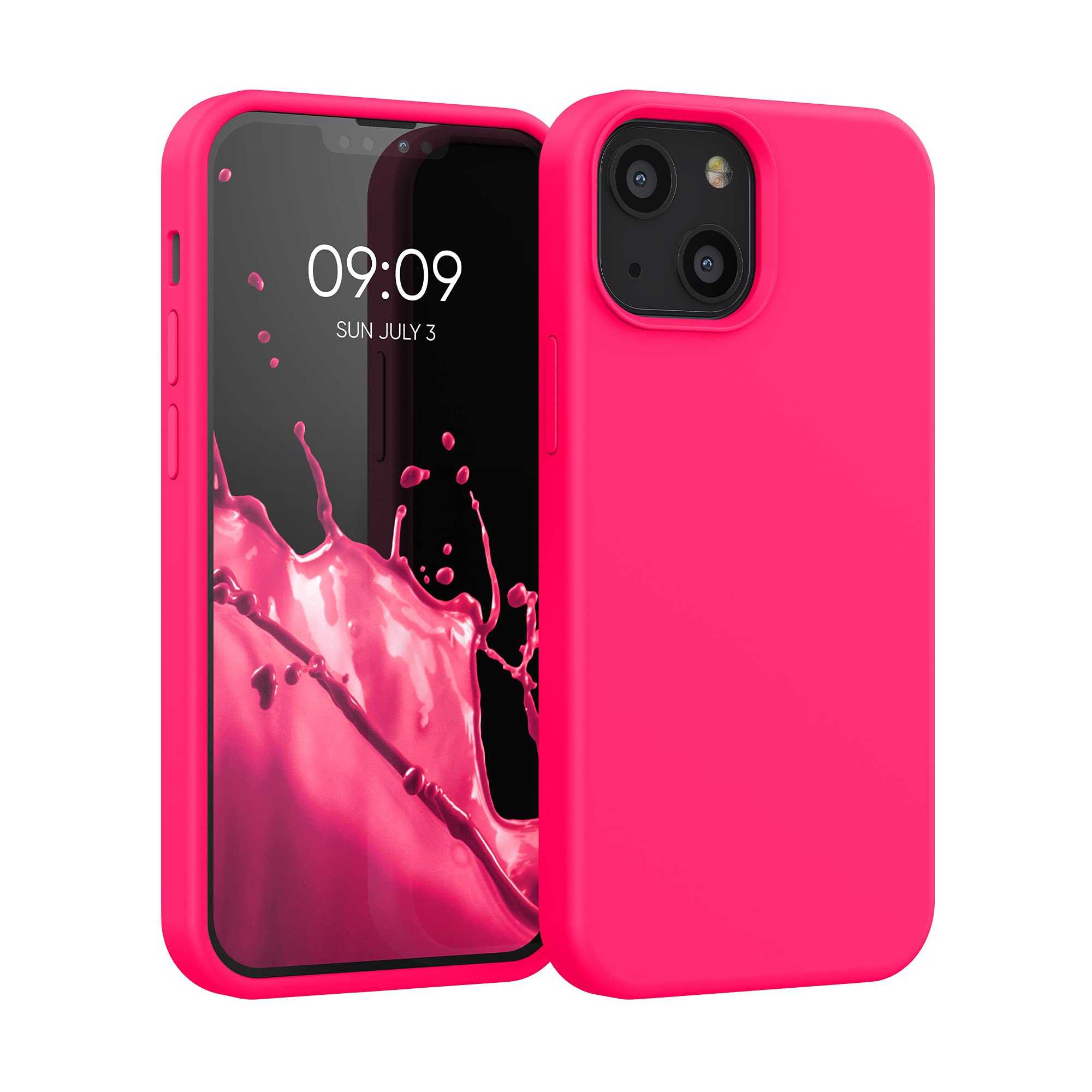 kwmobile Case Compatible with Apple iPhone 13 mini Case - TPU Silicone Phone Cover with Soft Finish - Neon Pink โ image 1