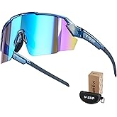 V-SUP TR90 Cycling Sunglasses UV400 Protection, Adjustable Ultra-Light Sport Glasses with Case for Running & Outdoor Use