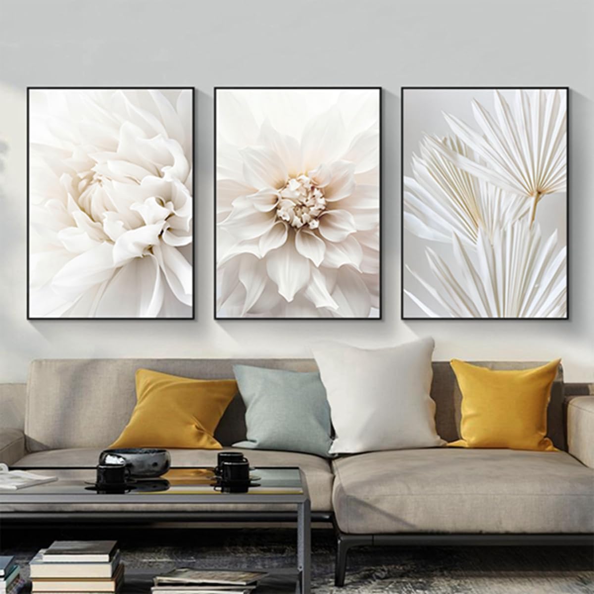 Modern Abstract Art Wall Pictures Aesthetic Flowers and Plants Pictures Boho Decorative Pictures Bohemian Beach Poster Set, Without Frame (Poster 06.20 x 30 cm x 3 Pieces)