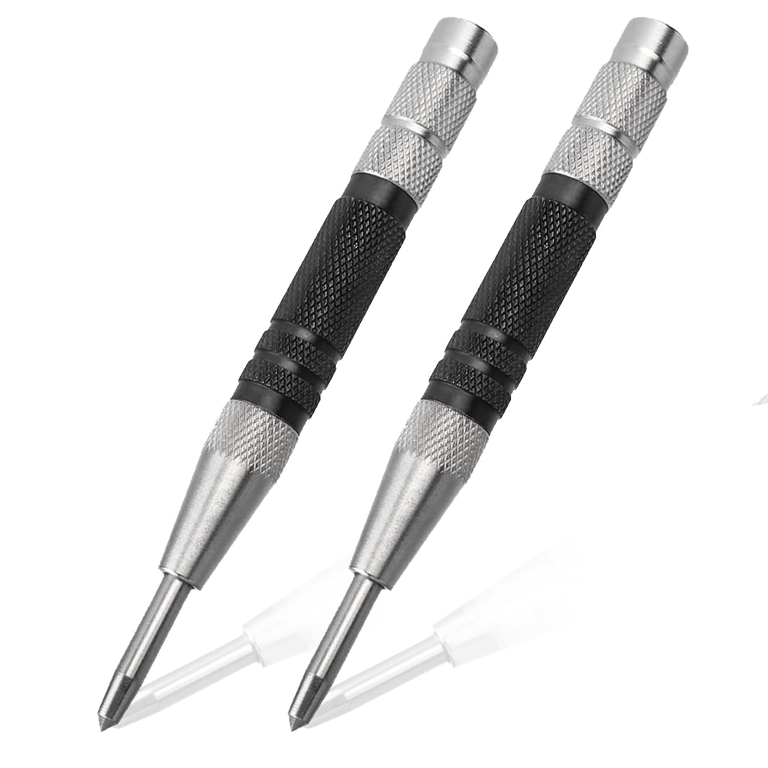 Gasea 2pcs Automatic Center Punch, 155mm Heavy Duty Spring Loaded Hole Punch Tool with Adjustable Tension | Stainless Steel Center Punch for Metal, Wood, Glass & Emergency Window Breaking