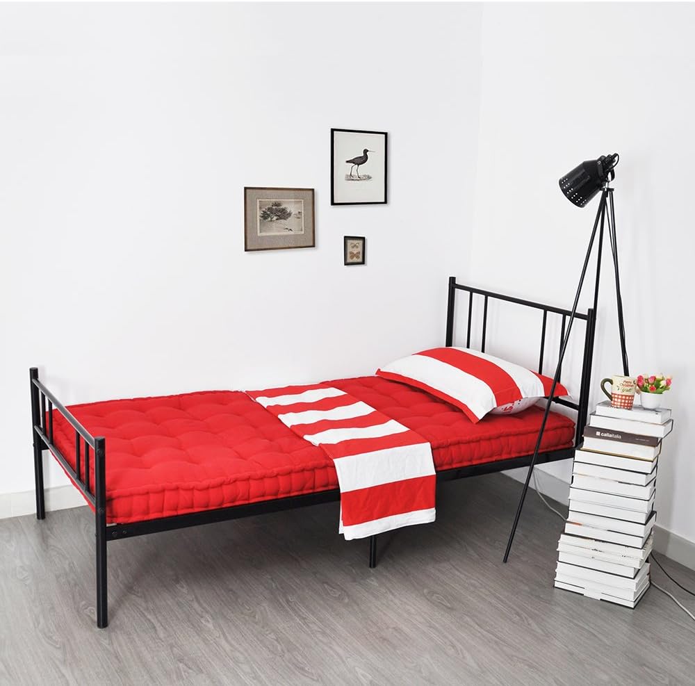 IPOTIUS 3FT Single Bed Frame Metal Bed Base for Adults Kids Children, with Headboard Footboard and Storage Space, Fits 90x190cm Mattress, Black