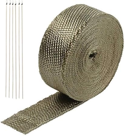 Amazon サーモバンテージ 耐熱テープ 耐熱10度 10m X 幅5cm 結束バンド6本付き Pleasantjapan チタニウム バイク マフラー 車 薪ストーブ 耐熱材 エキマニエキゾーストマニホールド 10m X 5mm マフラーカバー 車 バイク