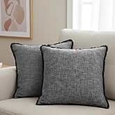 Oveesha Textured Cotton Pillow Covers with Fringe Boho Farmhouse Cushion Cover with Decorative Tassels Linen Like Accent Pillowcases for Bed Couch Chair Sofa Living Room 20×20 Inch Gray Pack of 2
