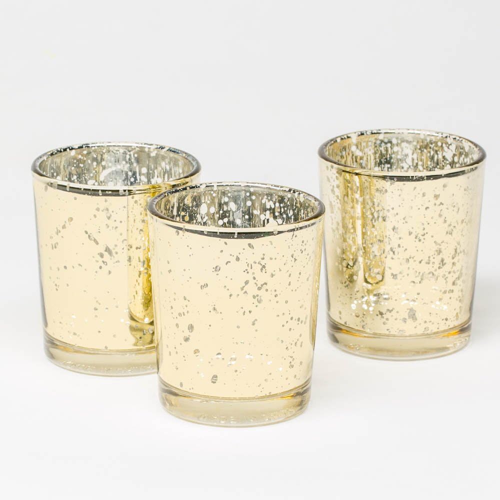 Amazon Com Richland Metallic Gold Mercury Votive Candle Holders Set Of 72 Home Kitchen