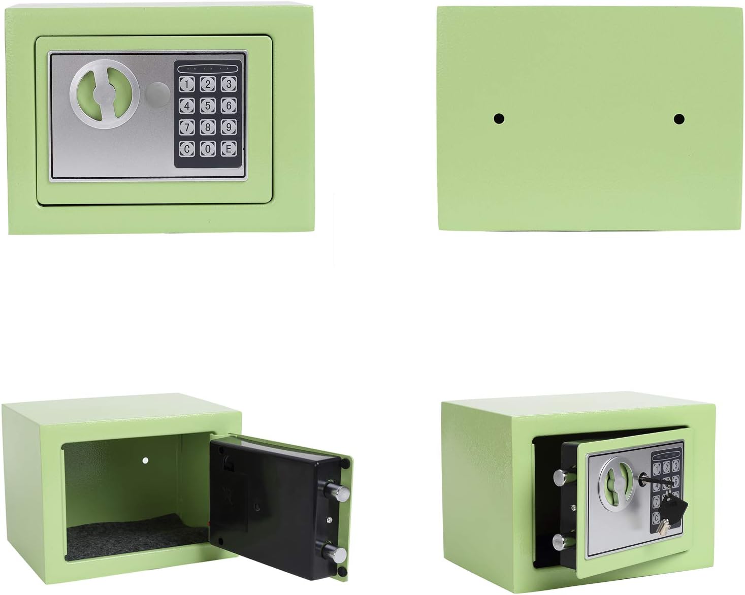 Heroecol 0.17 Cubic Feet Electronic Security Safe Box Digital Deposit Box for Home Office Hotel Business Lock Box for Cash Jewelry Storage (Light Green, 17): Home Improvement