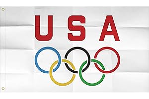 WENWELL USA Olympic Rings Flags 3x5 Ft Outdoor Indoor,America Olympic Themed Party Decorations Flag,International Competition Sports Banner,Yard Fence Photo Backdrop