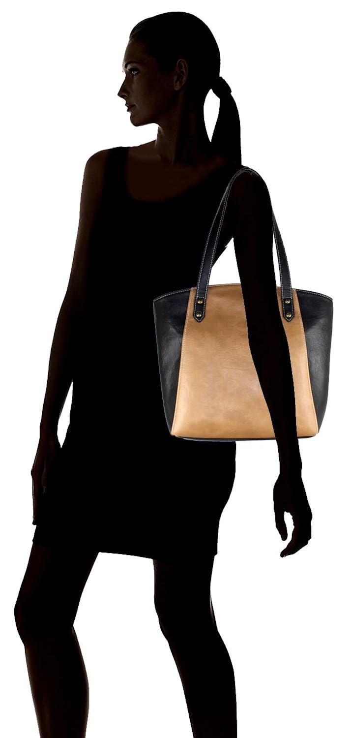 fargo motley pu leather women's & girl's tote handbag (beige,black_fgo-007)