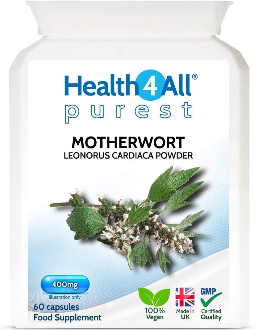 Heath4All Motherwort 400mg, 60 Capsules 2 Months Supply, Anxiety, Stress and Heart Health Supplement