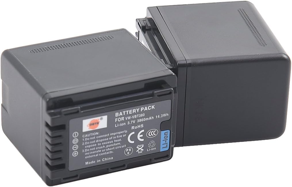 DSTE 2PCS VW-VBT380 VBT380 (3860mAh/3.7V) Battery Charger Set Compatible for Panasonic HC-V210, HC-V520, VW-BC10E, HC-W580 - Image 3