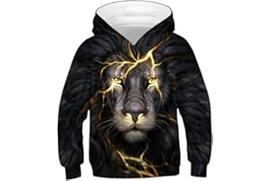 Ainuno Kids Boys Girls Hoodie Pullover 4-15Y Galaxy Wolf Sweatshirts 3D Cool Top
