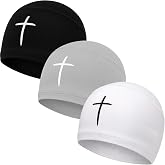 3 Pcs Football Cross Skull Cap for Men Women, White, Black and Gray | Head Wrap Durags Designed for Men Women, Fits Under Helmets and Hard Hats, Sweat Wicking Welding Cycling Outdoor Work