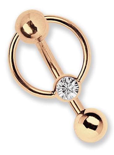 Intimpiercing oder Bauchpiercing Banane Rose Gold beschichtet in 1,6 mm Stärke mit 5 mm Lochkugel und BCR