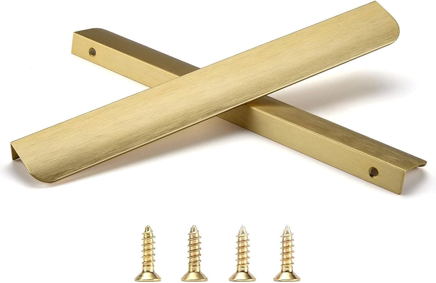 Photo 1 of Satanga Brushed Brass Edge Finger Tab Pull for Cabinets Kitchen Concealed Aluminum Bathroom Closet Handles Bar Drawer pulls 10Pack 11.81inch 300mm Overall Length Easy to Install