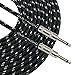 GLS Audio Instrument Cable - 1/4 Inch TS to 1/4 Inch Instrument Cable for Bass/Electric Guitar- Black/Grey Braided Tweed, 6ft