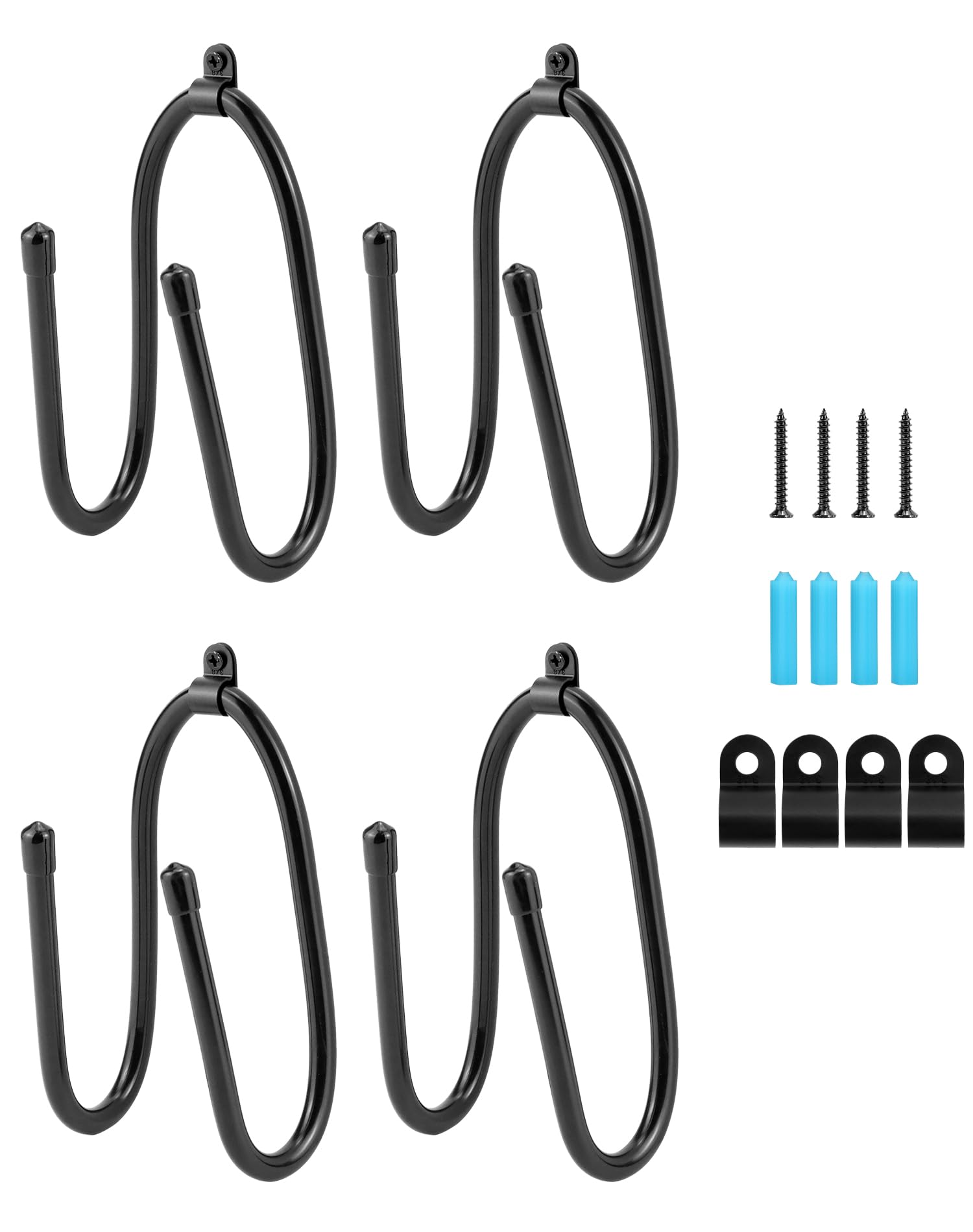 QWORK® Skateboard Hanger, Skateboard Wall Mount, 4 Pack, For Snowboards, Skateboards, Ironing Boards