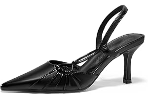 Coutgo Womens Slingback Kitten Heels Closed Pointed Toe Pumps D'Orsay Wedding Party Dress Shoes