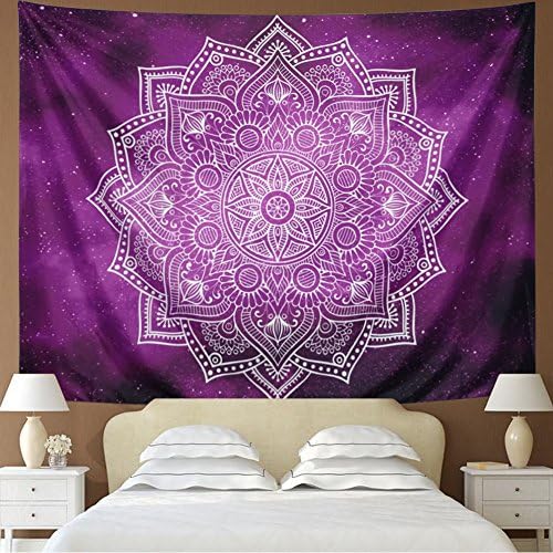 Dupetoner Tapestry Mandala Tapestry Wall Hanging Indian Hippie Bohemian Tapestries Tapestries Purple Starry Sky Tapestry Flower Wall Tapestry Psychedelic Tapestry Galaxy Mandala Tapestry Dorm Decor
