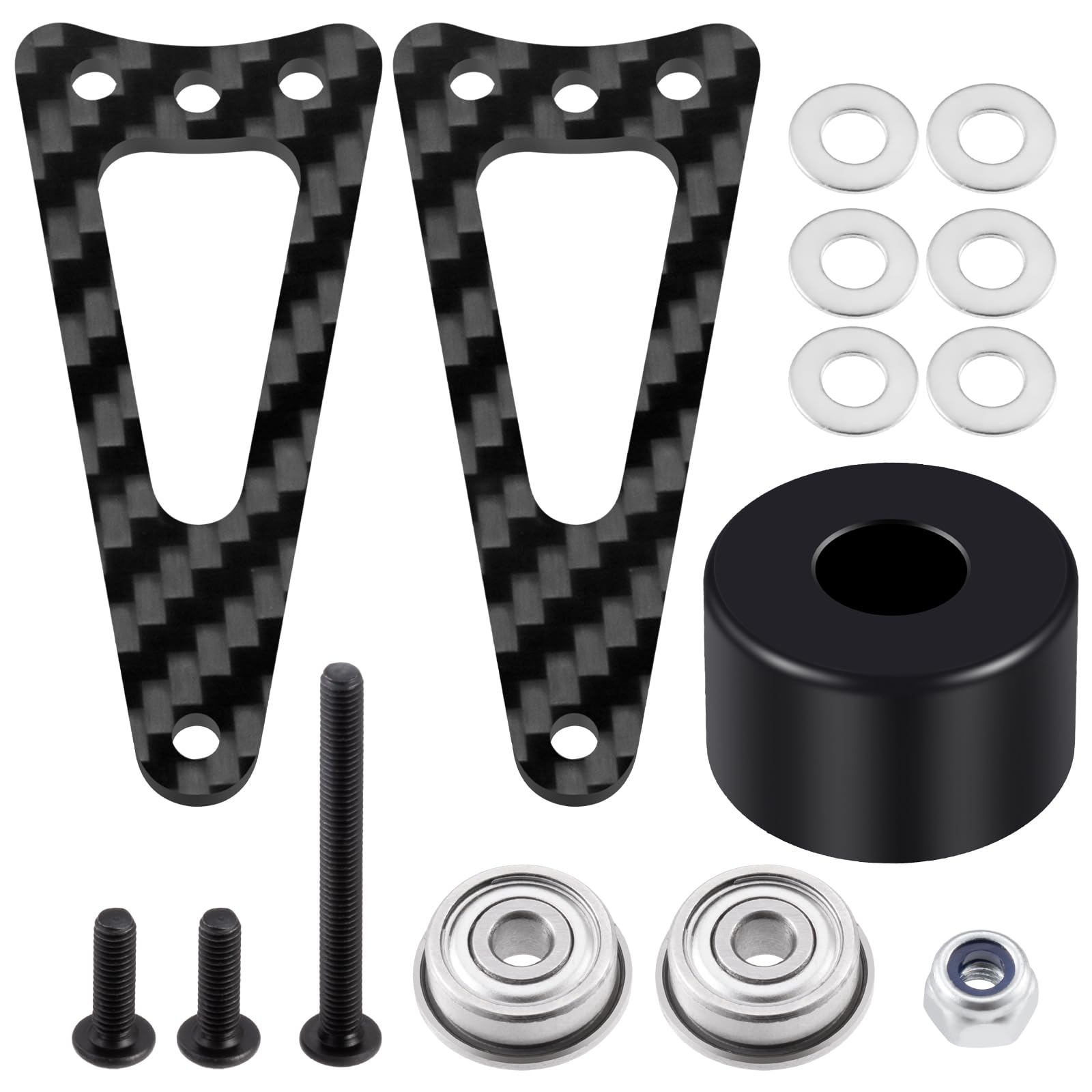 AXspeed Carbon Fiber Adjustable Wheelie Bar Kit Tail Wheel Head up for 1/12 Tamiya Lunch Box RC Truck