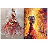 2 Packs 5D DIY Diamond Painting Set Full Drill Arts Crafts for Adults Relieve Stress for Living Room Decoration,Back Girl(12X16 inches/30X40cm)