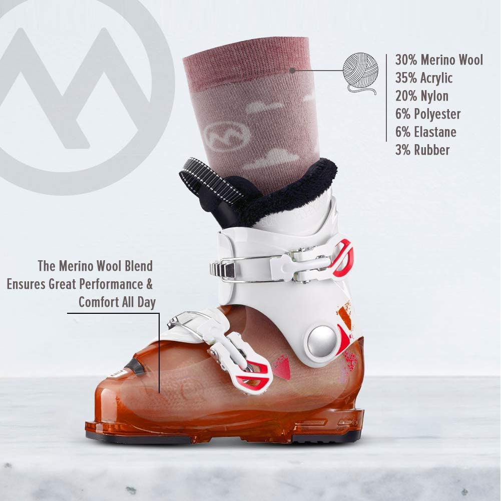 OutdoorMaster Kids Ski Socks - Merino Wool Blend, OTC Design w/Non-Slip Cuff : Sports & Outdoors