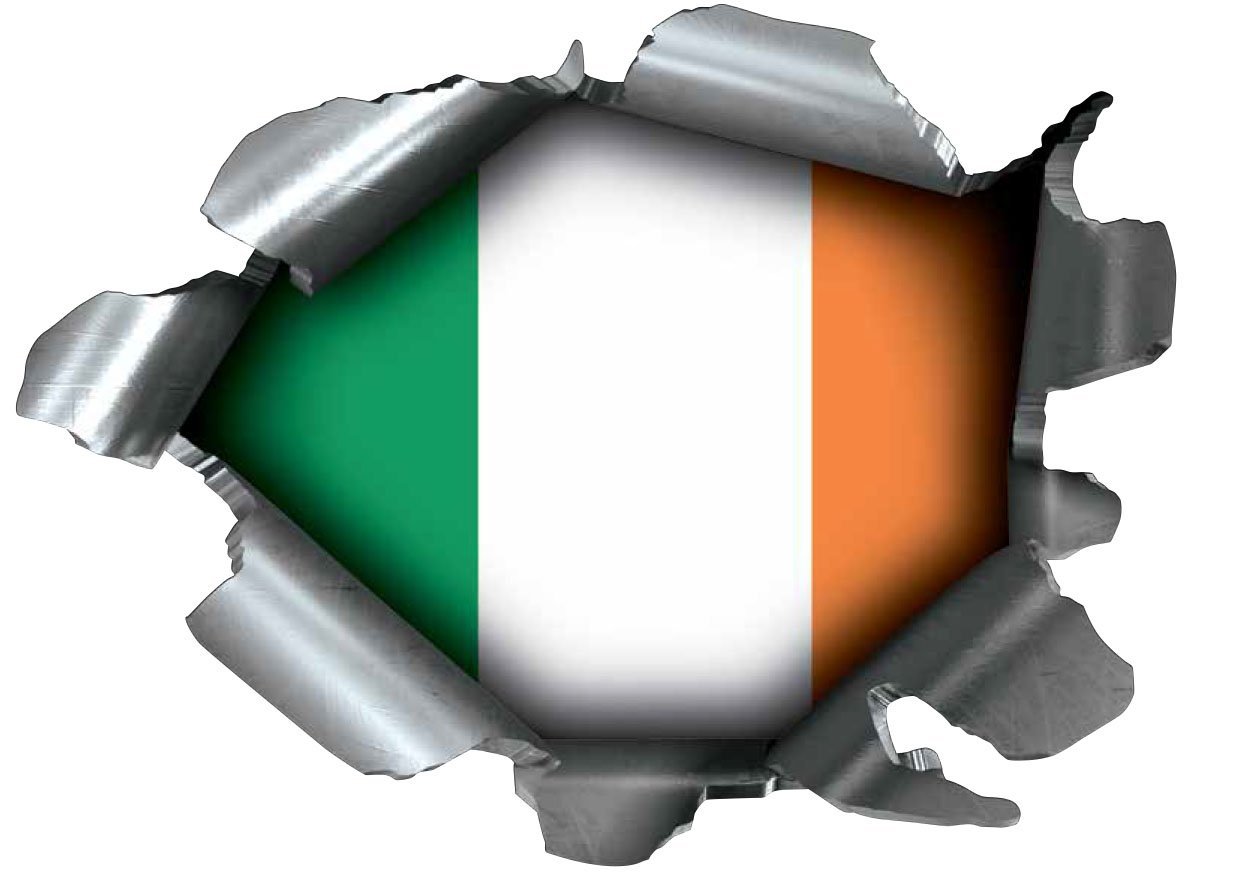 Speed Demons Pride Burst RIP Torn Tear Sticker Graphic SELF Adhesive for Any Surface Including LAPTOPS and Cars - Republic of Ireland Irish EIRE Flag