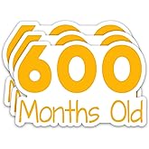 (3Pcs) Funny 50th Birthday Stickers – 600 Months Old - Waterproof Vinyl Decals for 50th Birthday Gifts, Scrapbook, Journal, Water Bottle, Laptop – 3 x 2 inch