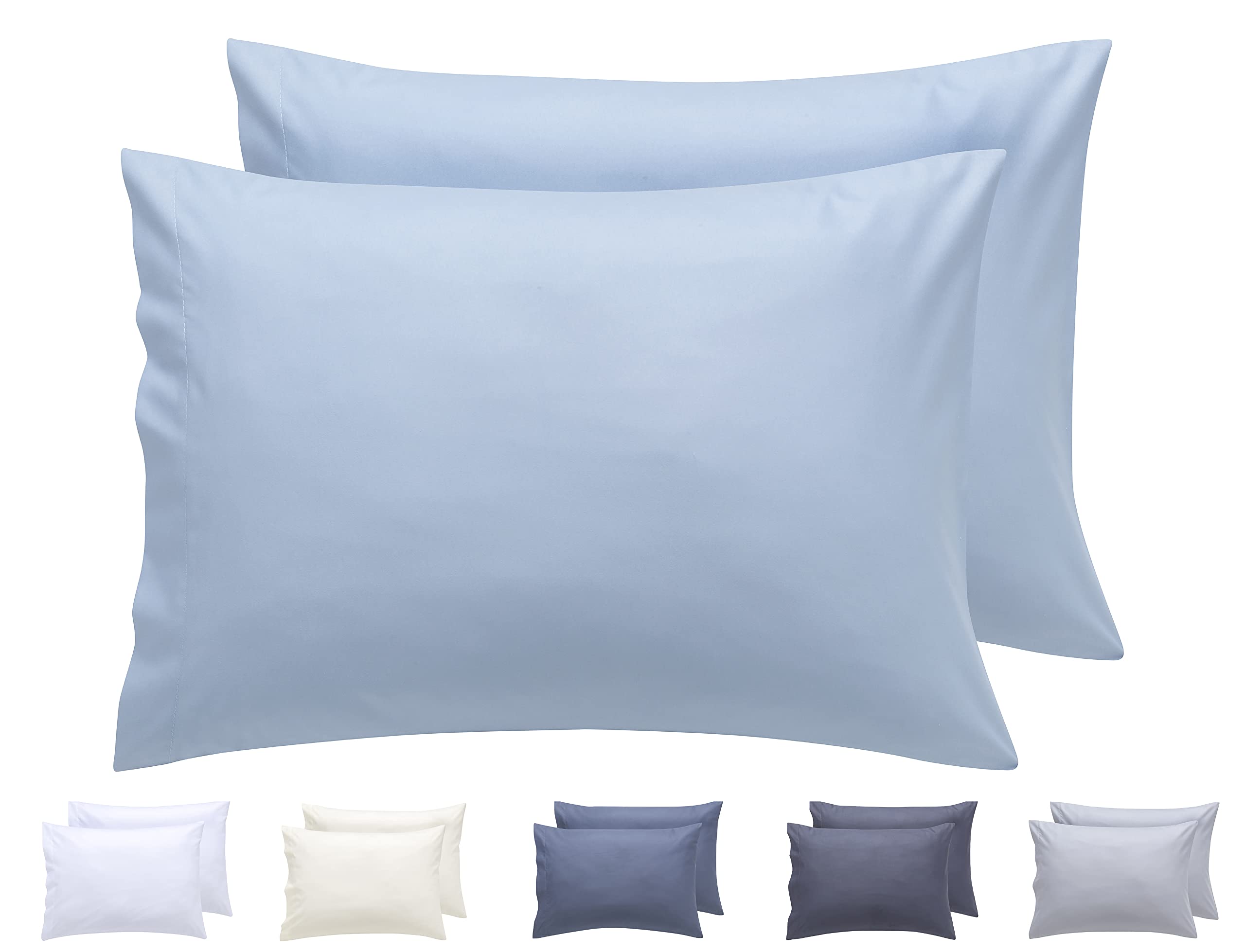 Todocama Set of 2 Super Soft Hypoallergenic Microfiber Pillow Cases 50x70cm Light Blue