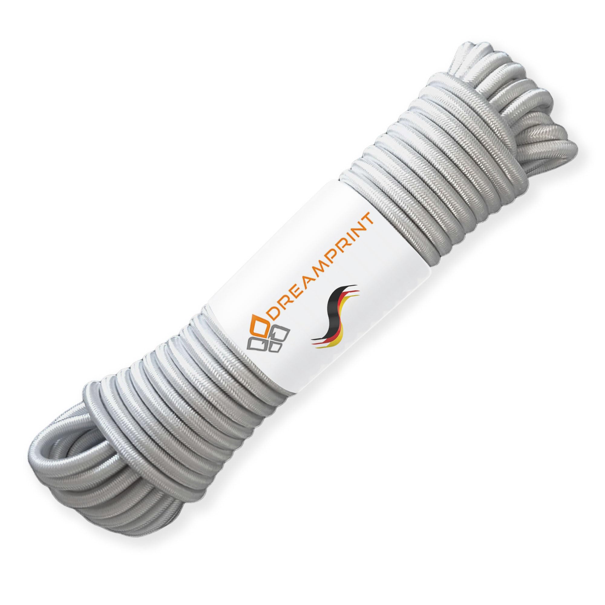 Dreamprint Expander Rope 20 m Grey 6 mm Rubber Cord Tension Rope Tarpaulin Rope Tension Rubber Rope Cord Elastic for Trailer Tarpaulin Attachment