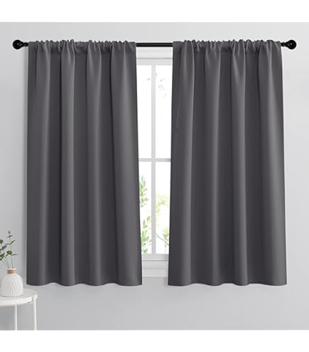 NICETOWN Grey Blackout Curtain 68 Inch Long, 55 Inches Width, 1 Panel, Thermal Insulated Window Treatment With Grommet Room Darkening Thermal Insulated Panel For Bedroom/Living Room