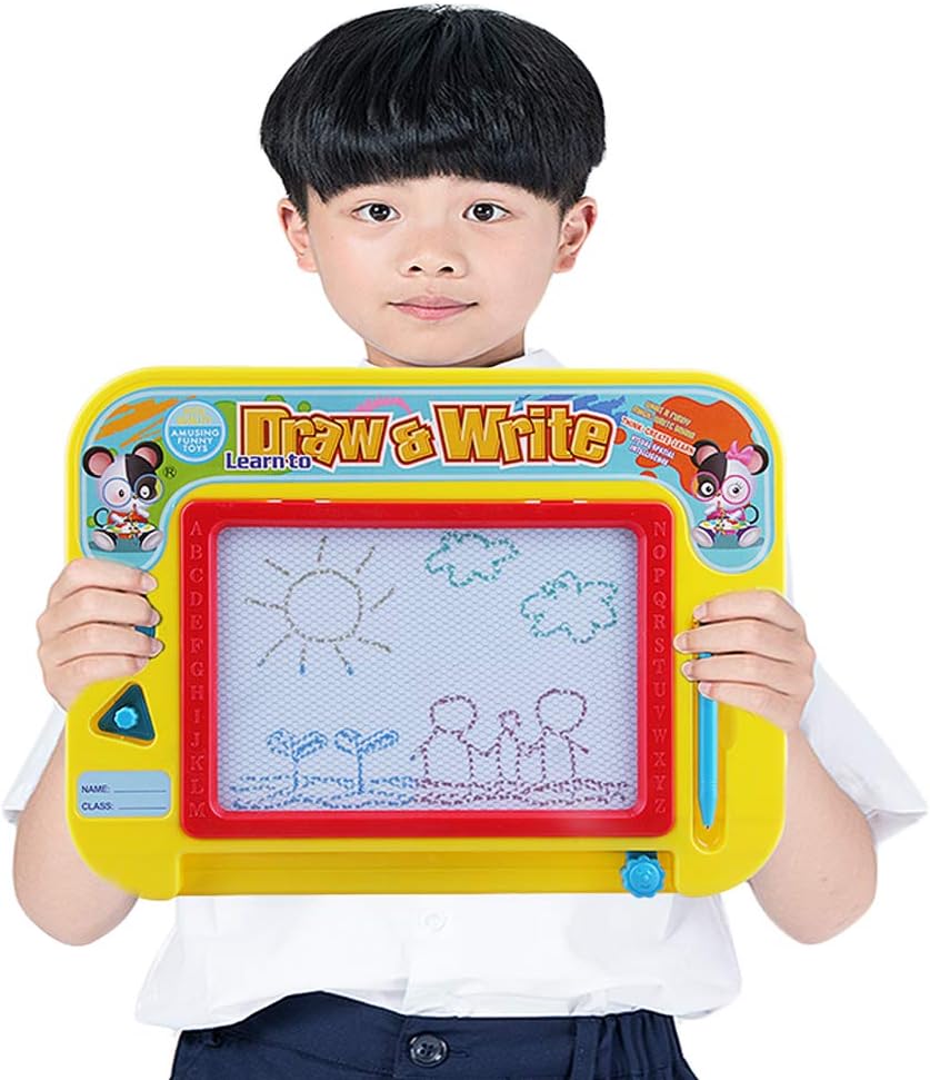 RIZUIEI Magnetic Drawing Board for Kids - 4 Color Zone Erasable Colorful Magna Doodle Toys Writing Sketching Pad - Boy Girl Painting Learning Birthday Gift Present