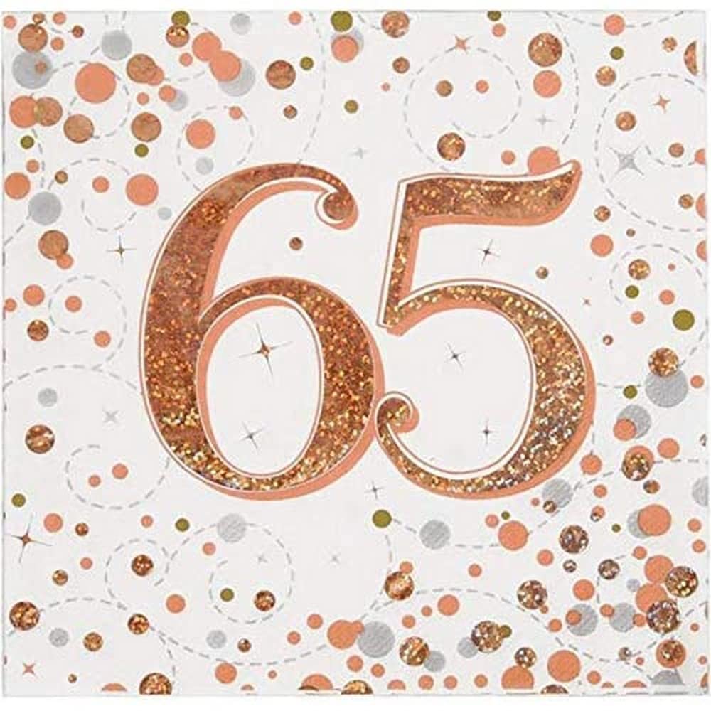 Oaktree Sparkling Fizz 65th Rose Gold 33cm x 33cm 3-ply Napkins 16pcs