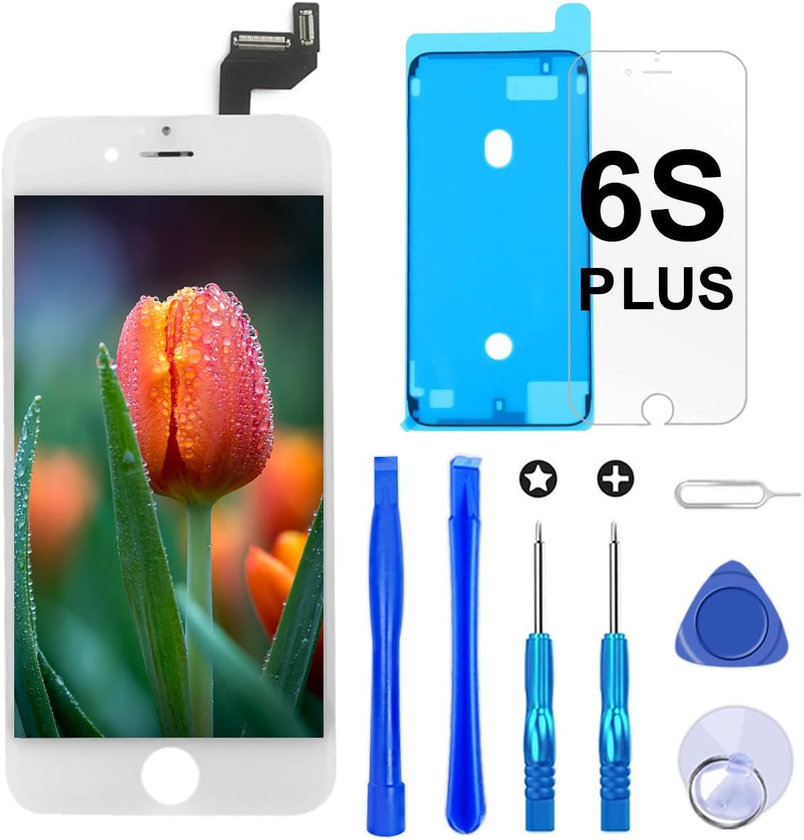 Brinonac Screen Replacement for iPhone 6s Plus 5.5 inch LCD Digitizer Touch Screen LCD Replacement Screen Frame Assembly Full Set with Tools and Screen Protector (White) — image 1