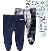 Teach Leanbh Newborn Baby 3 Pack Footed Pants Cotton Embroidery Pringting Casual Leggings 0-12 Months