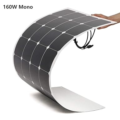 ECOWORTHY 160W 18V 12V Flexibler ultraleichter Mono PV Sonnenkollektor mit zwei 90 cm Kabeln mit MC4 12 V-Batterieladung, bis