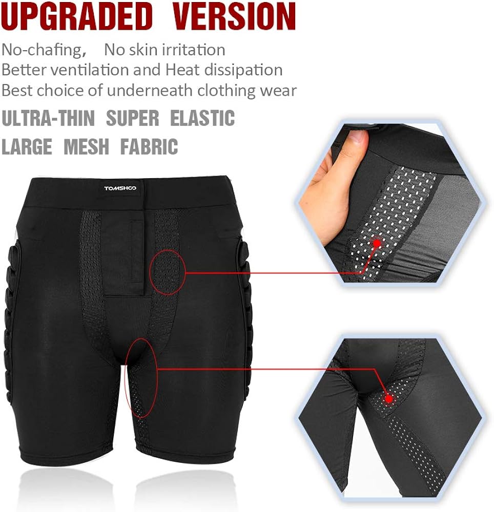 TOMSHOO Hip Protection Pads Shorts Upgrade Hip Pads 3D EVA Hip Protection Pad: Clothing