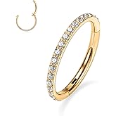 GAGABODY Grade 23 Titanium 6mm to 14mm Body Piercing Rings for Nose Ear Lip Septum Conch Daith Lobe Helix Tragus Cartilage 20G 18G 16G 14G Hinged Clicker