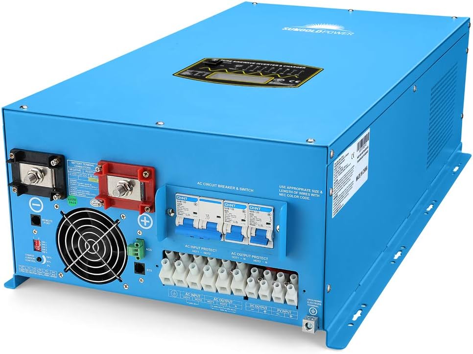 SUNGOLDPOWER 12000W Peak 36000W Split Phase Pure Sine Wave Power Inverter,Low Frequency Inverter DC 48V AC Input 240V Solar Wind Power Inverters AC Output 120V 240V Converter: Garden & Outdoor
