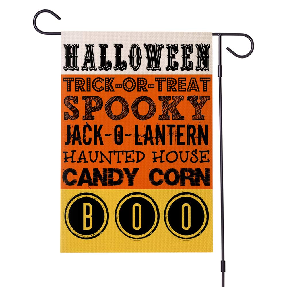 Mfgneh Halloween Decorations Trick Or Treat Funny Quotes Double Sided Small Garden Flag Seasonal Outdoor Decor Flag 12 5 X 18 Inch Amazon In Garden Outdoors