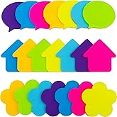 (21 Pad) Shape Sticky Notes, Self-Stick Notes, Daisy Bubble Arrow, Easy to Post for School, Office, Notebook, Bright Assorted Color Pads/Pack