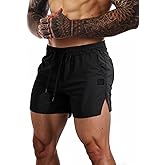 FLYFIREFLY Men's Gym Workout Shorts Quick Dry Lightweight Athletic Shorts Running Bodybuilding Training with Towel Loop