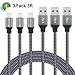 Xcords(TM) 3Pack 3Ft Nylon Braided Lightning to USB Syncing and Charging Cable Data Cord Compatible with iPhone 7/7 Plus/6/6 Plus/6s/6s Plus /5/5s/5c/SE/iPad/iPod and More(Black&Charcoal)