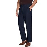 Tapata Men's Linen Casual Dress Pants Lightweight Elastic Waist Slacks Straight Leg Regular Fit Trousers for Work Business