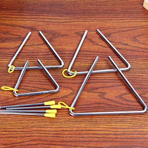 4-Pack Music Triangle Instrument, Magnoloran Steel Rhythm Musical Percussion Triangle Instruments with Strikers for Early Preschool Education (4 Sizes - 4,5,6,7 Inch)